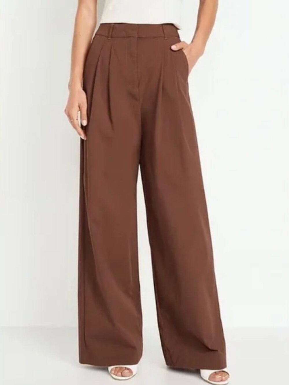 Poplin taylor wide-leg pants
